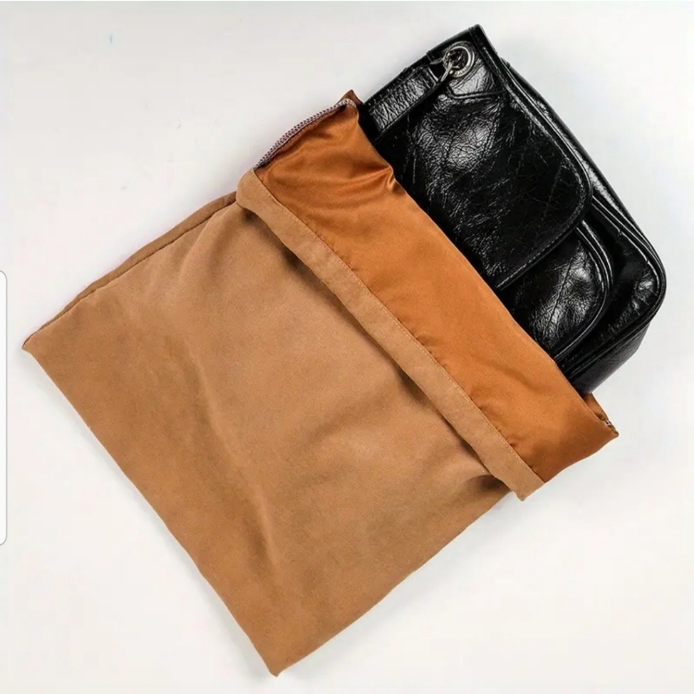 Medium Purse Protector Suede Brown Drawstring Dustbag